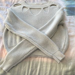 COPY - Sparkly Blue Crop Sweater with Cut Outs